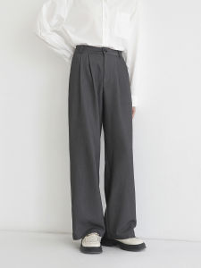 Rushu Home High Waist Grey Suit Pants Womens Spring Autumn 2025 New Style Long Straight Leg Floor-Length Casual Trousers