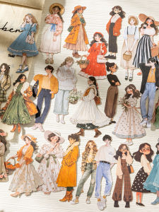 Borderless Cute Vintage Die-Cut Stickers