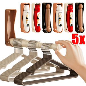 5Pcs Wall Mounted Foldable Clothes Hanger Organizer / Single Rail Space Saving Clothes Drying Rack / No Drilling Retractable Balcony Organizer Rack
