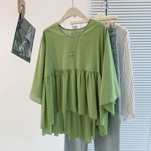 Sleeve Covering Sun Protection Loose Irregular Shirt