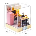 บ้านตุ๊กตาเล็กไม้ DIY ขนาดเล็กชุดบ้านหลังเล็ก3D ปริศนาตัวต่อโมเดลอาคารของเล่นบ้านพร้อมเฟอร์นิเจอร์ให้แสงสว่างของขวัญ. 
