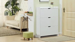 【24-hour shipping】Wooden Shoe Cabinet 3 Tier Flip Shoe Rack Organizer Cabinet Drawers Large Capacity Shoe Organizer 3-layer Shoe Rack with Drawers 50cm/80cm SpaceSaver Flip Organizer Space Saving Shoe Shelf Slim Entryway Shoe Storage for Apartments