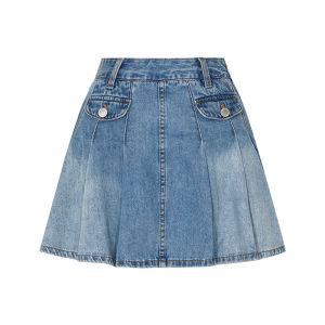 Comfortable Loose Womens Denim Pleated Skirt