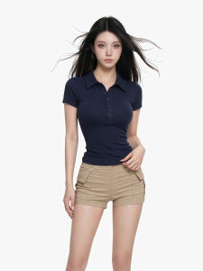qiaocong | Elegant Stylish Slimming Polo Short-sleeve T-shirt