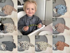 Waterproof Oil-resistant Dinosaur PU Leather Bibs for Eating And Drawing Anti-drip Clothes for Children Aged 0-4 Years Old