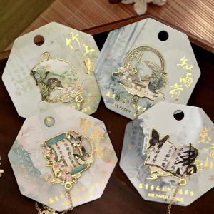 Exquisite Hollow Metal Bookmark Gold Stamping Traditional Chinese Illustration Student Memorial Gift Journal Bookmark