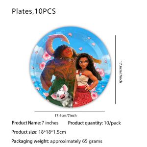 Moana Birthday Party Decoration Set Disposable Paper Plates Cups Tablecloth Banner Dining Utensils Arrangement Ocean Magic