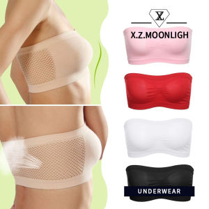 X.Z.MOONLIGH Summer Mesh Breathable and Versatile Tube Top Seamless Wrapped Bra Tube Top Anti-Exposure Sports Bra
