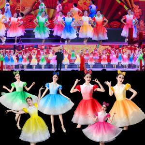 Modern Dance Outfit Womens Student Sports Meeting Opening Dance Puffy Skirt Christmas Chorus Performance Adult Show