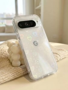 Gradient Laser Love Heart Pattern Case For Google Pixel 11 10 Pro XL 10 9 Pro 10A 9A Glitter Transparent Shockproof Cover.Funda