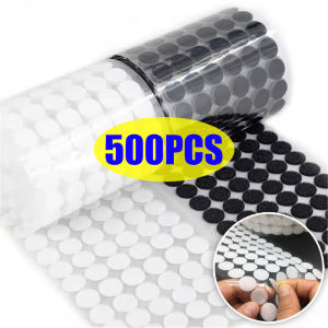 500 Pairs Self Adhesive Fastener Tape Hook Loop Tape Round Sticker White Black Round Strong Glue 10/15/20/25mm Diamter