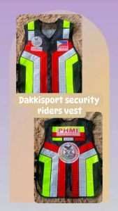 Dakksport security riders vest reflective red yellow black PHMI emblem