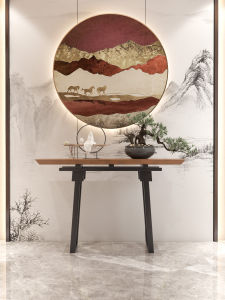 Console Tables Solid Wood New Chinese Style Bar Table Modern Minimalist Hallway Cabinet Accessible Luxury Hallway Corridor Super Narrow against the Wall a Long Narrow Table