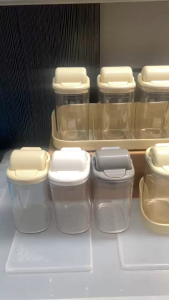 Spice Container Multi-Purpose Storage Food Organizer Kitchen Pantry Canister Set With Tray