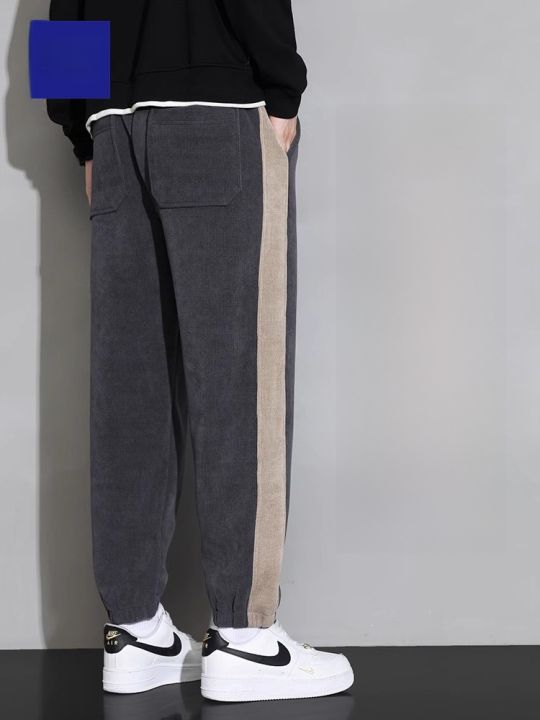 ROMON%20%7C%20Lormen%20Men's%20Corduroy%20Casual%20Pants%20Loose%20Sporty%20Workwear%20Long%20Trousers%20Snug%20Fit%20Sweatpants%20Fashionable%20Urban%20Style%20Autumn%20-%20Image%203
