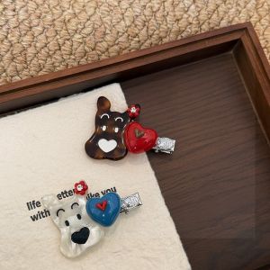 Cute Cartoon Dog Heart Hair Clips Side Clips Duckbill Girl Versatile Hair Accessories Alloy Hairpins Fashionable Hairgrips