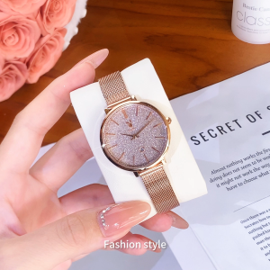 PLAYBOY flagship store womens watch waterproof rose gold mesh calendar quartz watch 2025 new girlfriend gift
