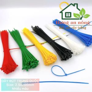 DR320TQ - Combo 5 sét màu dây rút nhựa đánh dấu gia cầm buộc linh kiện ( sét 100 sợi size 2.5x200mm )