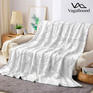 White Lace Rose Flannel Blanket Warm Soft Halloween Christmas Decorative Couch Warm Cozy All-Season Gift