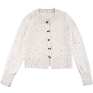 HEYINI | Short Plus Thick Knitted Sweater Cardigan for Petite Women Colored Spots