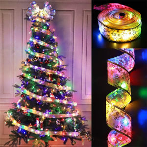 Christmas Ribbon Fairy String Lights LED Decorative Ribbon Garland 1-10M for Xmas Tree Home Party New Year Holiday Decor