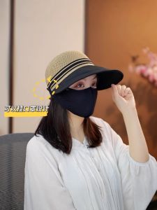 Womens Summer New Style Korean Version Large Brim Sun Hat Fashionable Versatile Face Slimming Sun Protection Hat Casual round Top