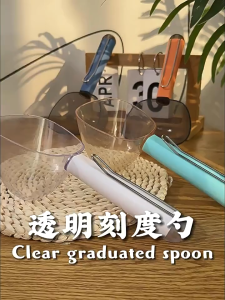 Japanese Style MultiFunction Pet Food Scoop With Clip Kibble Scoop Cat Dog Sudu Makanan Kucing