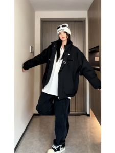 Thickened Cotton Jacket Stand Collar Mens Winter Coat Couple Outerwear New Years Celebration Fashionable Youth Casual