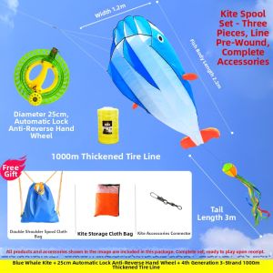 SPACECYCLE | Flexible Flying Easy-to-Use Boneless 3D Whale Shape Kite