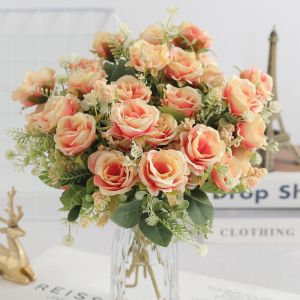1/3Pcs Rose Artificial Flowers Bouquet Fake Flower for Home Room Decor Garden Wedding Marriage Decoration Bride Bouquet Ornament
