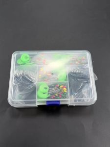Mixed Oval Rubber Fishing Line Stoppers & Black Space Beans Fishing Float Beans With Storage Box For Freshwater Fishing