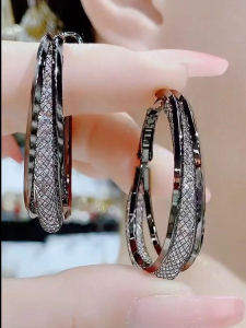 Elegant Mesh Large Hoop Earrings: A Silver Needle Fashion Jewelry Must-Have