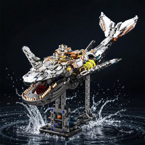 Mechanical Whale Building Set Sea Animal Building Block Toy Movable Ocean Animal with Display Stand Home Decor Gift for Adults Teens Kids Boys（1388PCS）