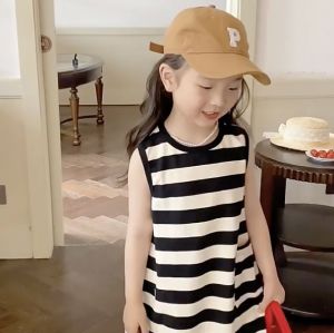 Kyiibaby Children fashionable Summer girls Korean version of striped vest dress kybb173