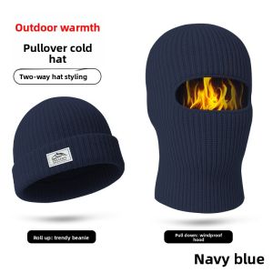 Warm Knitted Beanie Hat Dual Purpose Adjustable Design for Skiing Sports and Motorcycle Riding Activities