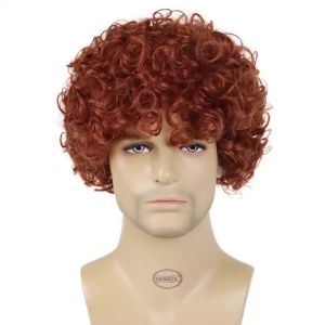 Short Synthetic Hair Wigs: Men's Ice Spice & Natural Orange Afro Curly Wigs