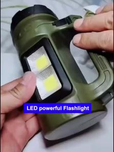Super Bright LED Flashlight Handheld Searchlight Solar Type‑C Rechargeable COB Working Light Torch For Camping Hiking Emergency