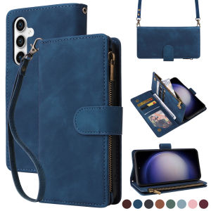 Crossbody Zipper Cards Holder Wallet Bag Case For Samsung Galaxy S25 Ultra S24 Plus S25Edge S23 S22 S21 S20FE S10 Plus Cover