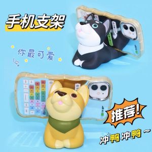Cute Doggy Tablet Phone Stand Cartoon Pet Figurine Desktop Decorations Universal Non-Slip ABS Plastic Puppy Gift