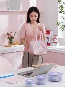 ชามเซรามิค มีฝาปิดสุญญากาศ ลิขสิทธิ์แท้ ลายมายเมโลดี้ เข้าไมโครเวฟได้ เครื่องครัวซานริโอ้