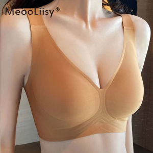 Meooliisy cỡ lớn đồ lót không đường may Lady Minimizer sâu V cúp ngực mỏng Áo ngực nữ không dây nội y thoải mái C-F cup