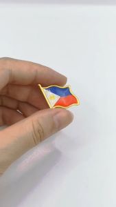 Philippine Flag Brooch Pin Crystal Dropping Stainless Steel Metal Collar Pin Men Women BROOCH-PH+01L