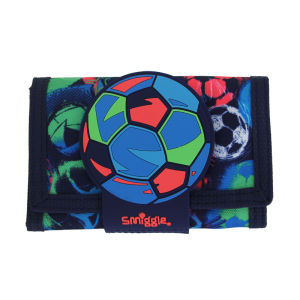 Australia smiggle childrens wallet boys Blue Football clutch wallet leather folder three layers card bag coin purse 5 inches
