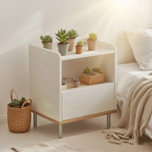 Meja Kamar Tidur Meja Nakas Minimalis Meja Samping Sofa Modern Unik Meja Nakas 1 Laci Meja Samping Tempat Tidur Kayu Putih
