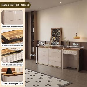 Luxury Italian Bedroom Jewelry Cabinet Bed-end 8-drawer Organizer Dressing Table