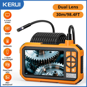 FUERS 1/5/10/20/30M Single/Dual Lens Endoscope Camera 1080P Semi-Rigid Snake Camera Sewer Cable 2600mAh Battery for Pipeline