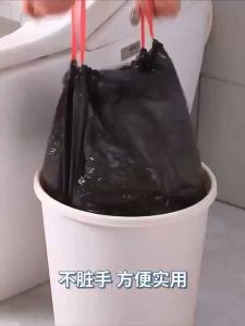 15/50PCS Drawstring Garbage Bag Disposable Thickened Kitchen Garbage Bag Black Household Environmental Waste Bag