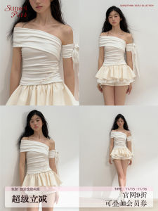 SunsetPark Summer Healing One Shoulder T-Shirt Ruffle Design Cotton Blend Short Sleeve Womens Fashion Commute Style Pure Color