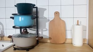 HOVELSHOP Rak Panci Dapur Bawah Wastafel Susun Pot Kabinet Stainless Steel Tingkat Serbaguna