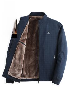 ROMON | Lomond Mens Fleece Lined Jacket Thickened Warm Cotton Coat Stand Collar Zipper Decorated Standard Fit Fashion Urban Style For Autumn Winter